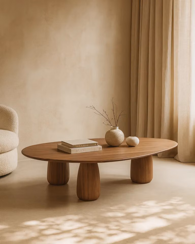 Tommy Franks Basilca Oval Coffee Table in Brown Oak Wood