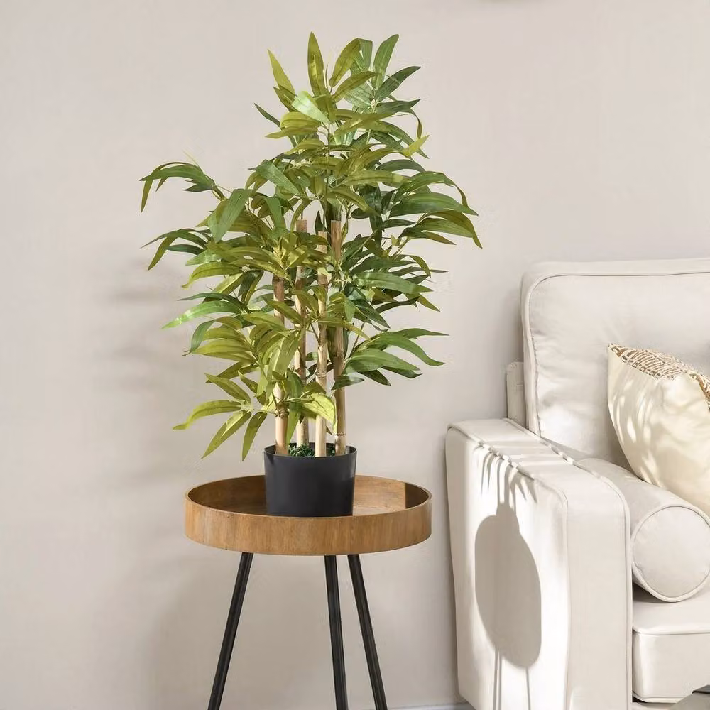 NESTLUNE Set of 2 Green Artificial Bamboo Trees in Pots, Height: 100 cm, Width: 15 cm, Depth: 15 cm – 3