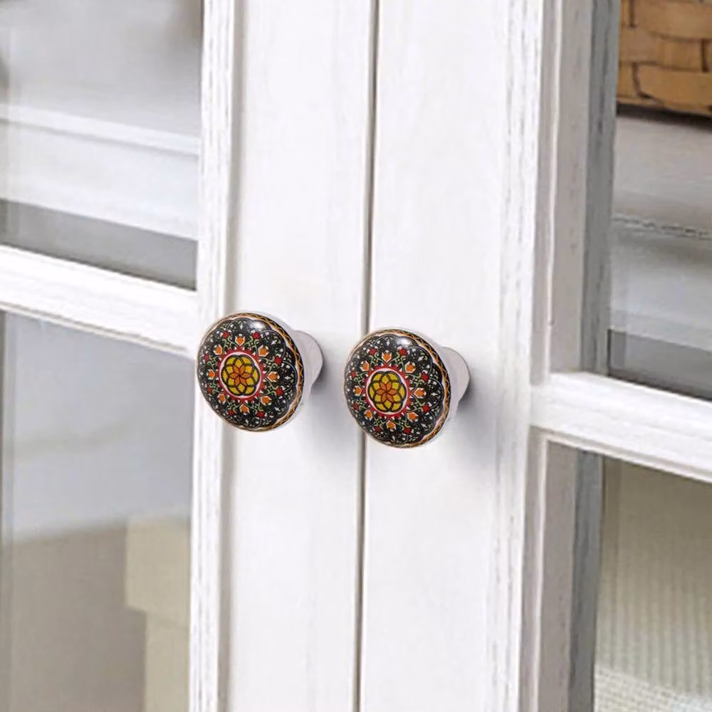 KORVIXA Set of 10 Polished Multicolour Round Ceramic Door Knobs – 2
