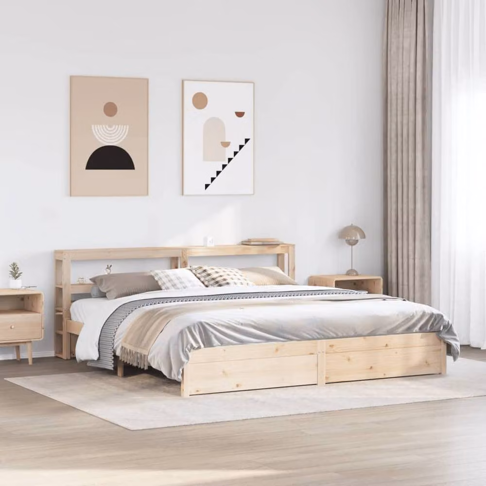 Berkfield Home Beautiful Super King Bed Frame with Headboard in Light Brown, W/D/H: 180 x 200 x 82 cm – 2