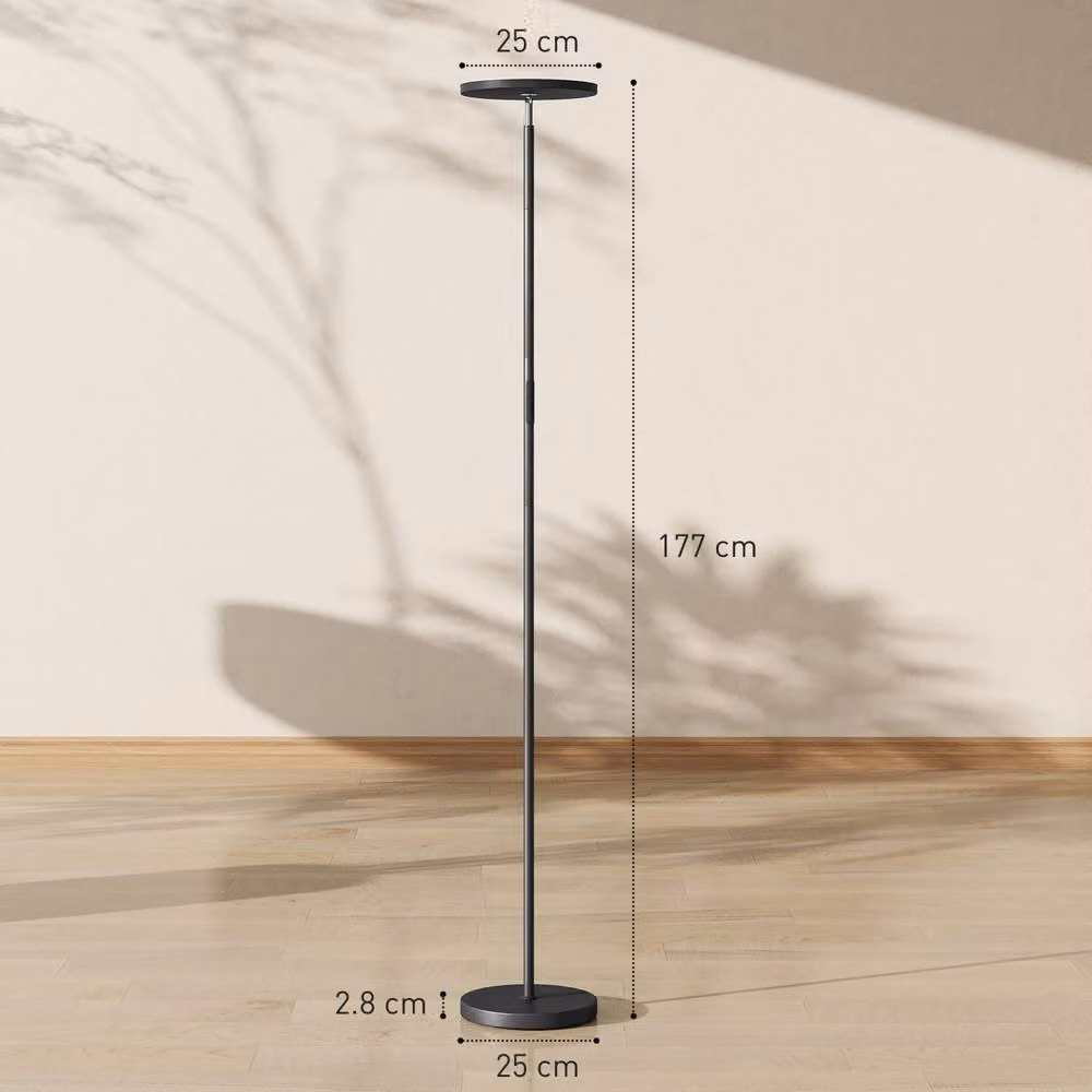 Wyld Haus Black Metal LED Uplighter Floor Lamp with Remote and Touch Control – 4