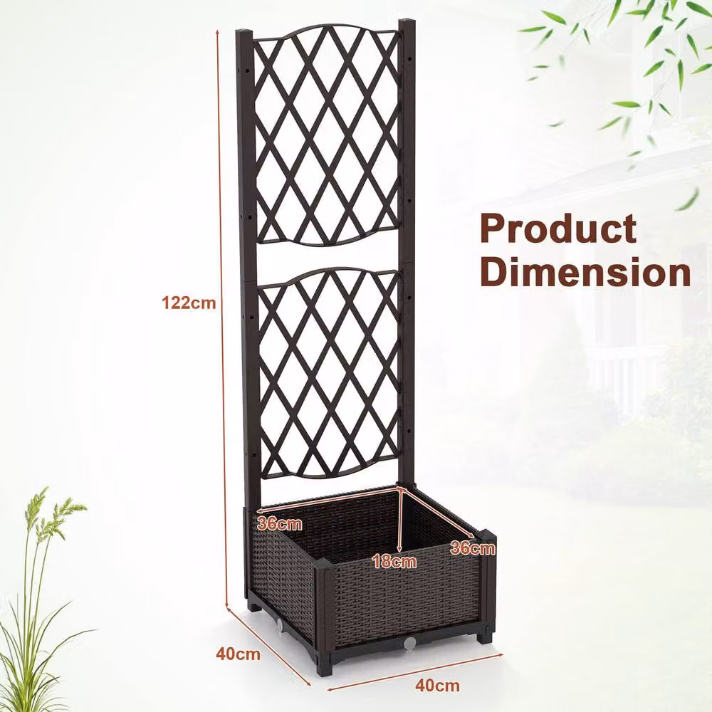 Costway Brown Plastic WPC Raised Garden Bed for Vegetable and Ornamental Gardens W/D/H: 122 x 40 x 40 cm – 2