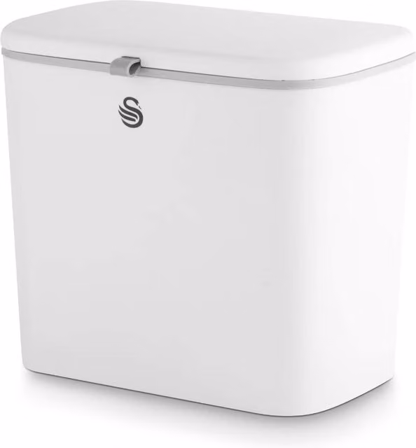 The Swan 7L Wall Mounted Plastic Compost Caddy with Flip Lid in White