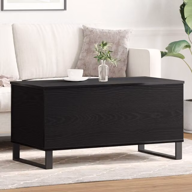 Berkfield Home Modern Black Oak Coffee Table with Lift Mechanism, W: 90 cm, D: 44.5 cm, H: 45 cm – 1