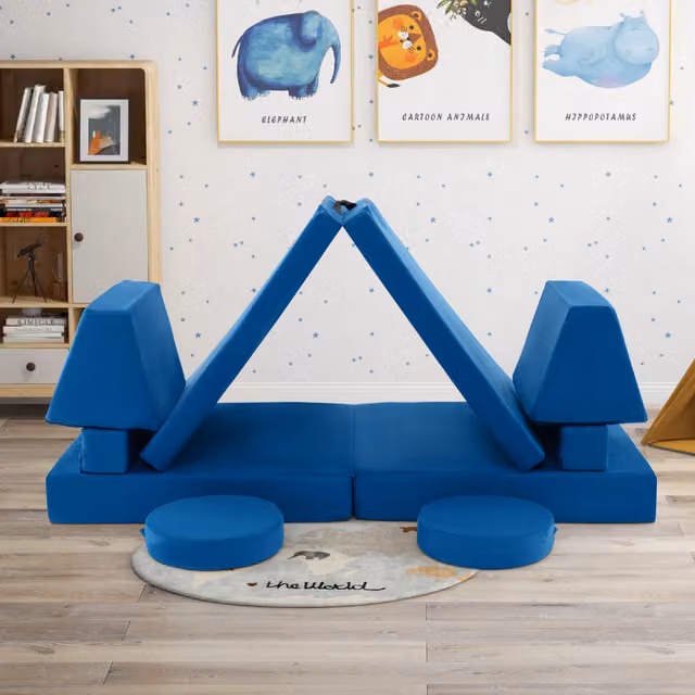 Costway Toddler Climb and Crawl Play Set in Blue