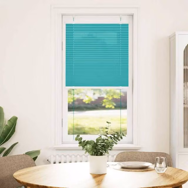 Berkfield Home Single Pleat Fabric Blind in Petrol Green, W: 60 cm, H: 150 cm