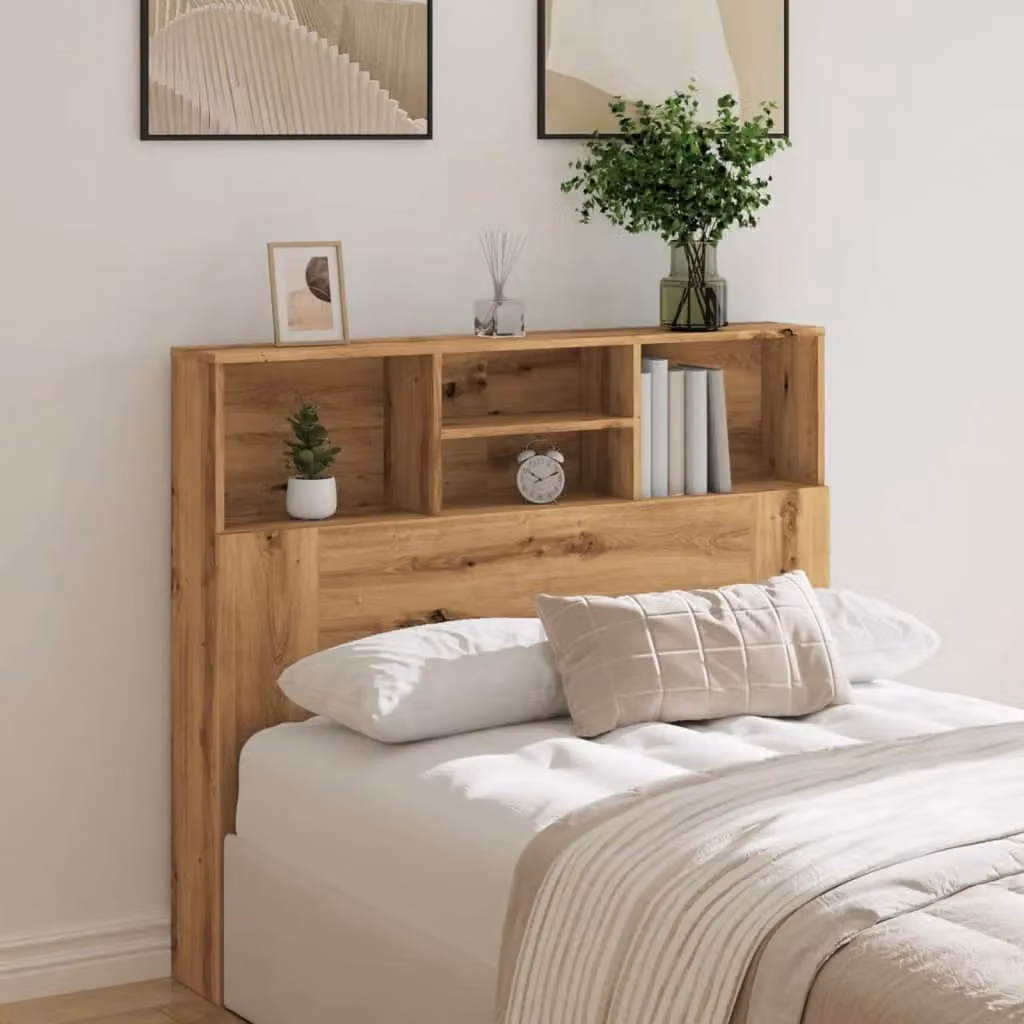Berkfield Home Artisan Oak Headboard Cabinet in Brown, W/D/H: 120 x 19 x 103.5 cm – 3