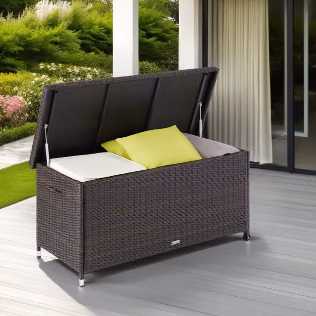 tectake Kiruna Garden Storage Box, 270L, Brown