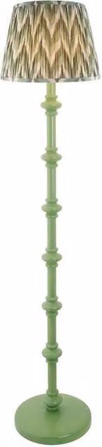 Netlighting Carnaby Green Floor Lamp with Green Fabric Zigzag Shade and Brass Details