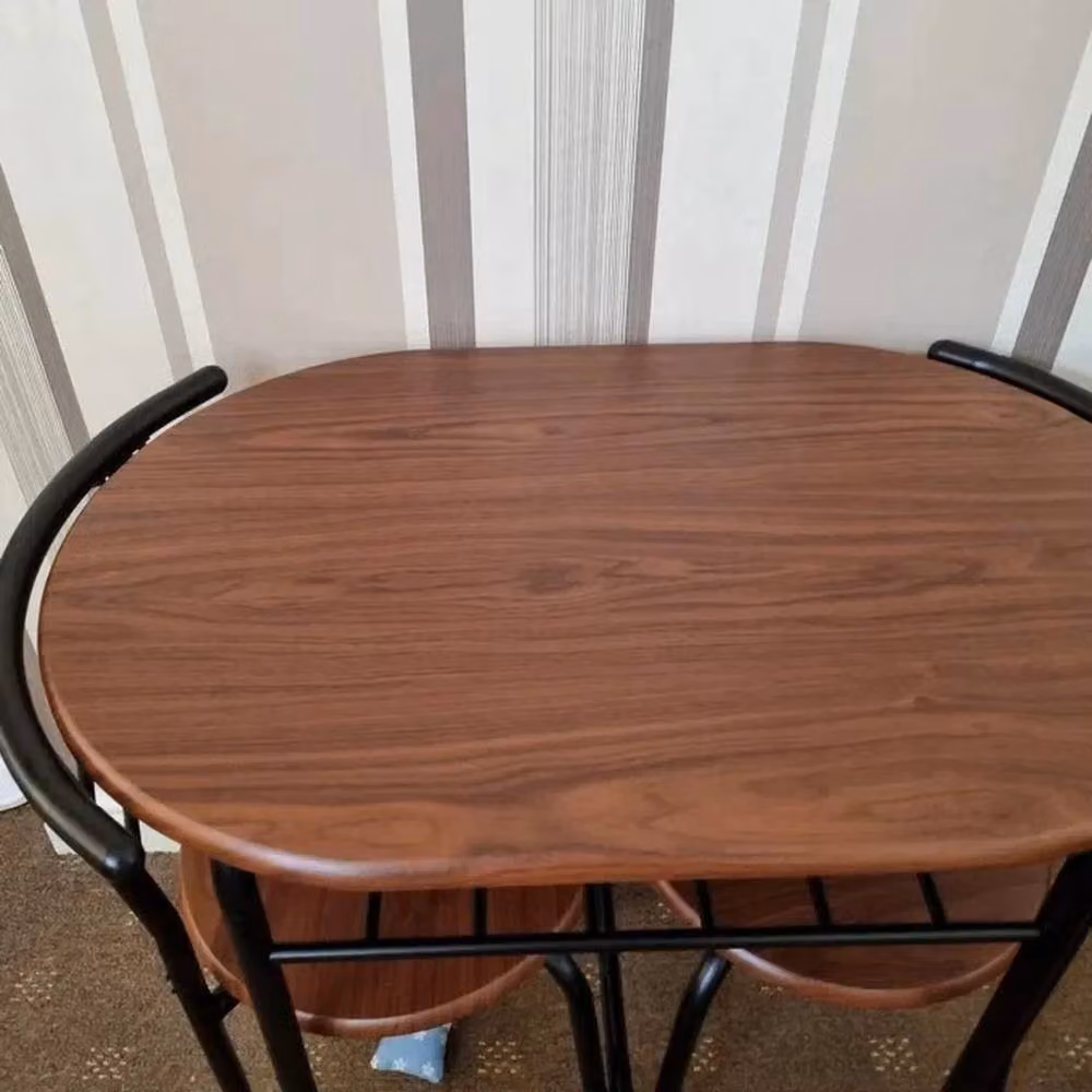 FORGEVIO Compact Kitchen Dining Set with Oval Table and 2 Chairs in Brown and Multicolour – 4