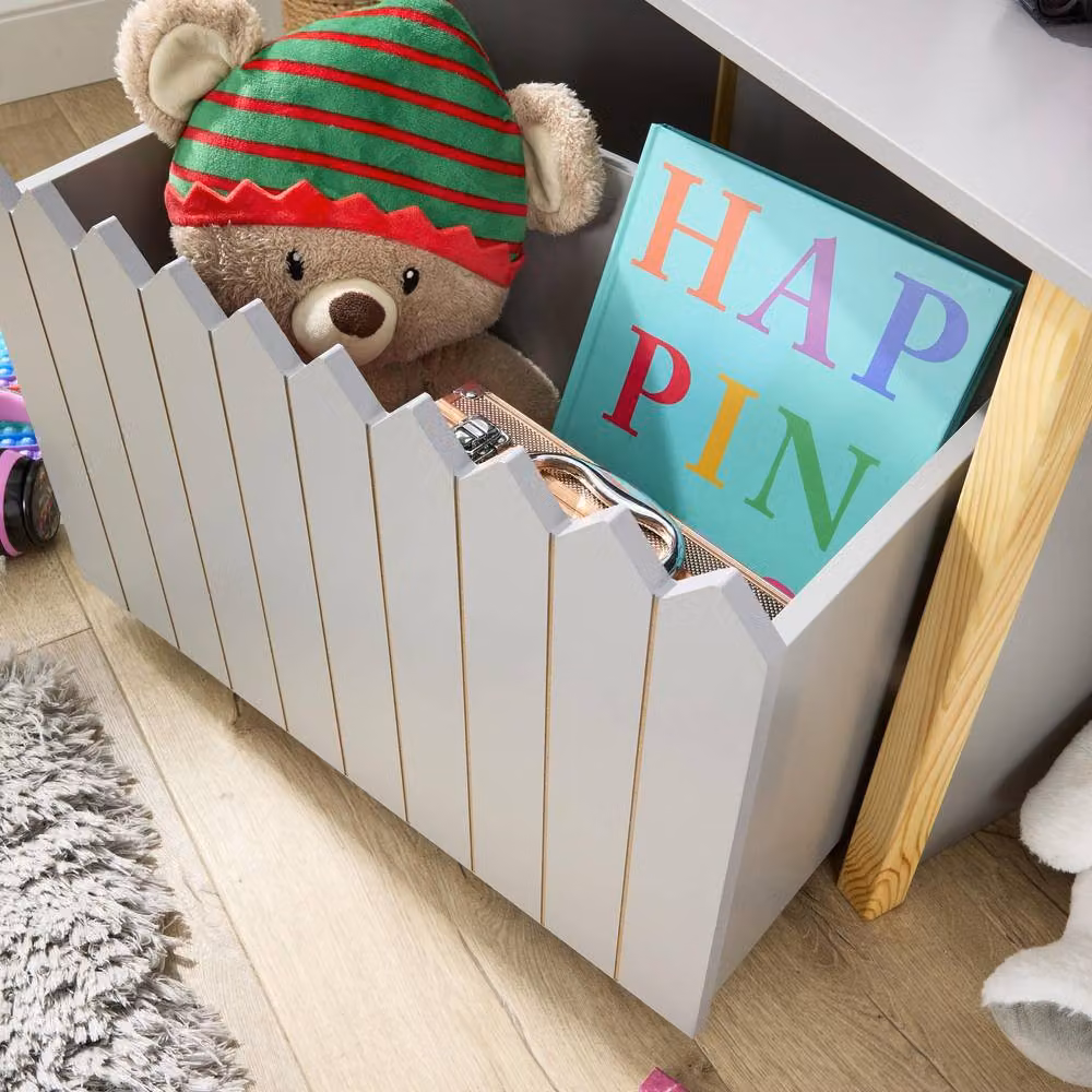 Home Source Ziggy Kids Toy Box Storage Bench Ottoman in Grey – 3