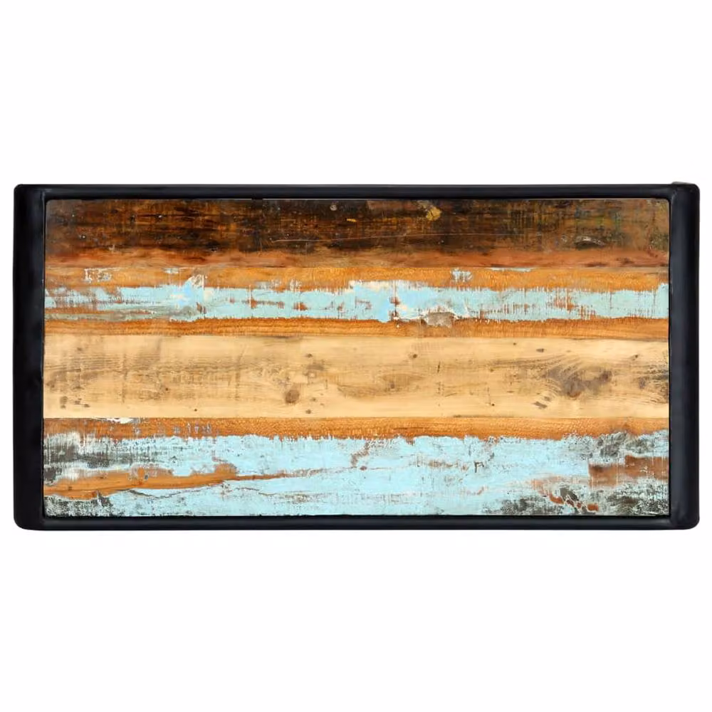 Berkfield Home Rectangular Industrial Dining Table in Multicolour Reclaimed Wood and Metal, W/D/H: 118 x 60 x 76 cm – 4