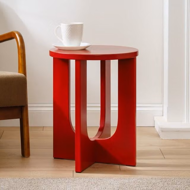 Scottish Everlastings Ltd Red Round Side Table W/D/H: 40 x 40 x 50 cm