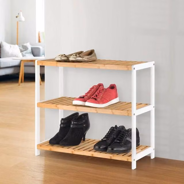 EONLION 3 Tier Bamboo Shoe Rack Stand in Brown, Width: 50 cm