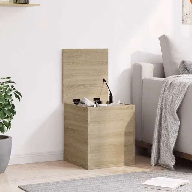 Berkfield Home Sonoma Oak Storage Box in Light Brown, W/D/H: 40 x 42 x 46 cm – 1