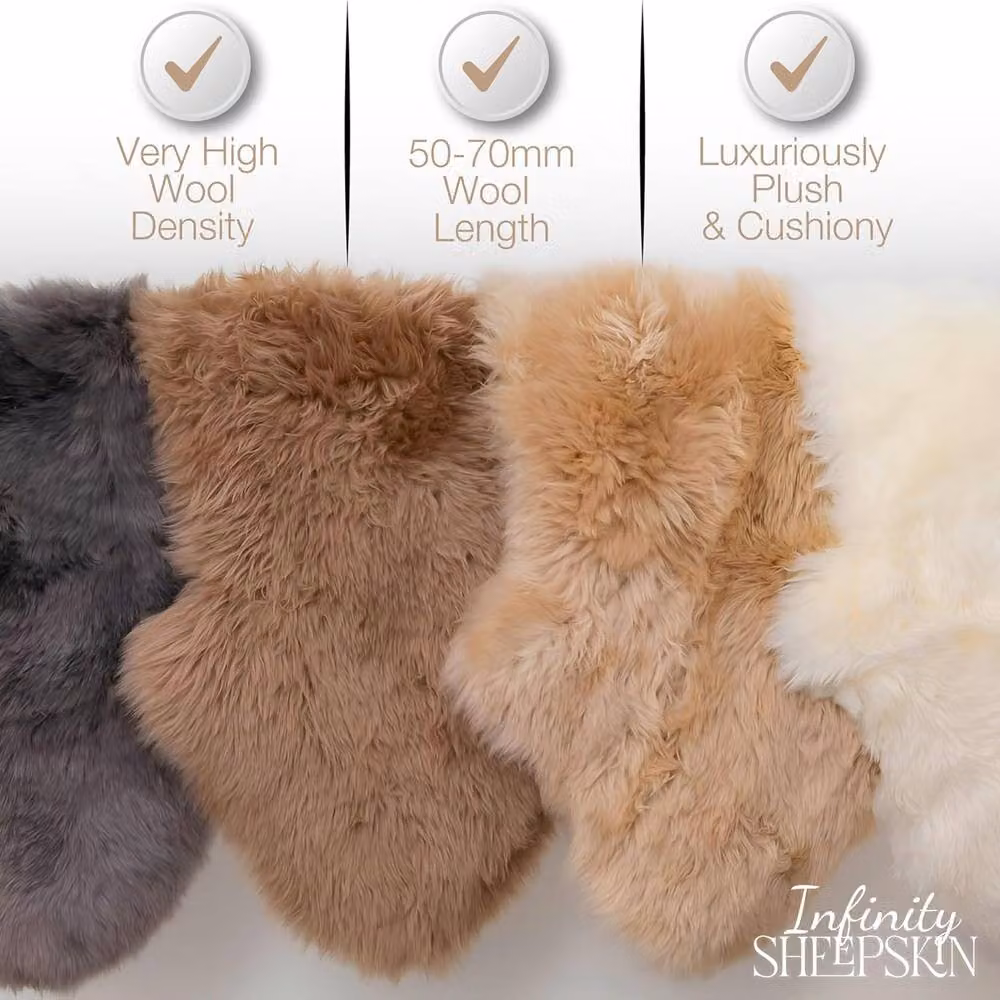 Infinity Leather Single Sheepskin Wool Rug in Duck Egg Blue, W/D: 90 x 60 cm – 3