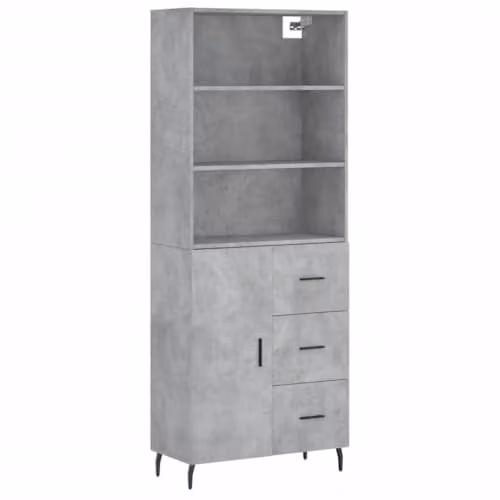 vidaXL Highboard in Concrete Grey with Hinged Doors and Internal Shelves, W/D/H: 69.5 x 34 x 180 cm – 1