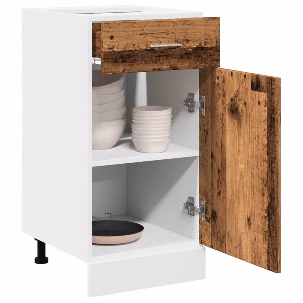 Berkfield Home Lyon Old Wood Drawer Bottom Cabinet in Brown, W/D/H: 40 x 46 x 81.5 cm – 2