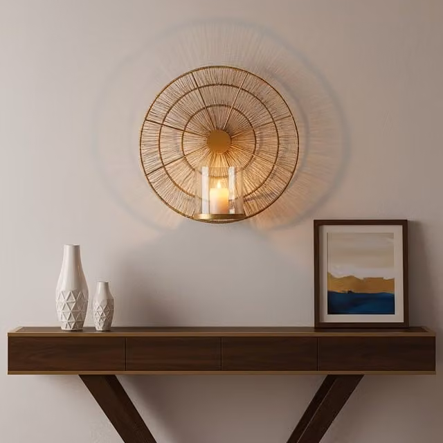 Orsina Gold Modern Glass and Metal Wall Sconce Candle Holder