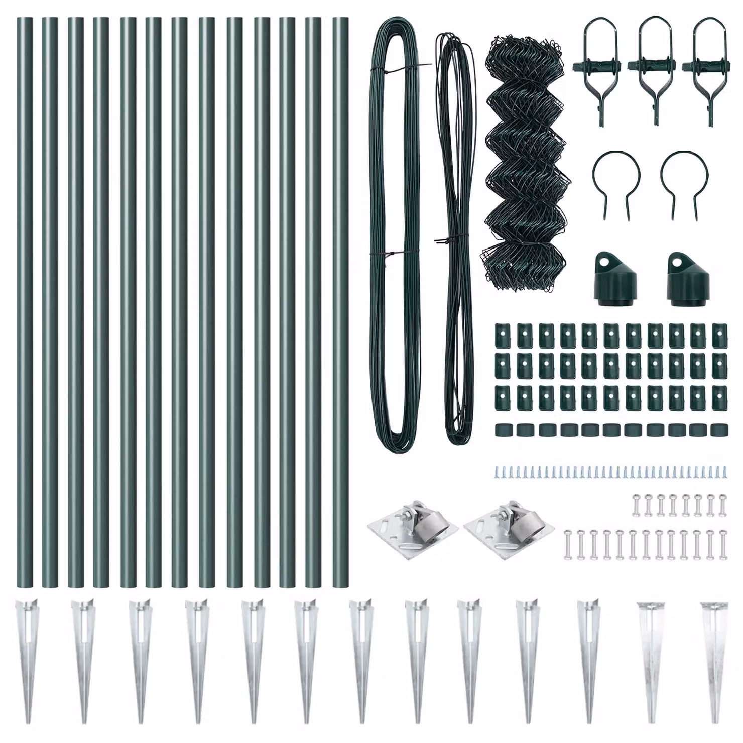 Berkfield Home Green Galvanised Steel Chain Link Fence with 13 Spike Posts, W: 40 cm, L: 25 m – 2
