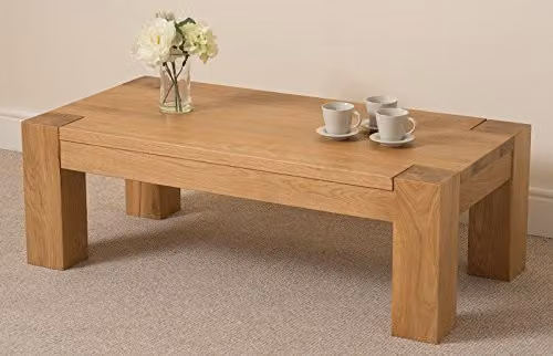 Oak Furniture King Kuba Large Oak Coffee Table in Light Oak, W: 120 cm, D: 60 cm, H: 40 cm