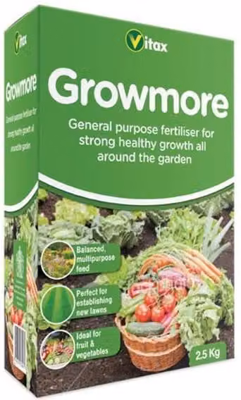 Vitax Growmore General Purpose Granular Fertiliser for Vegetables, Ornamental Gardens and Lawns, 1.25kg – 4