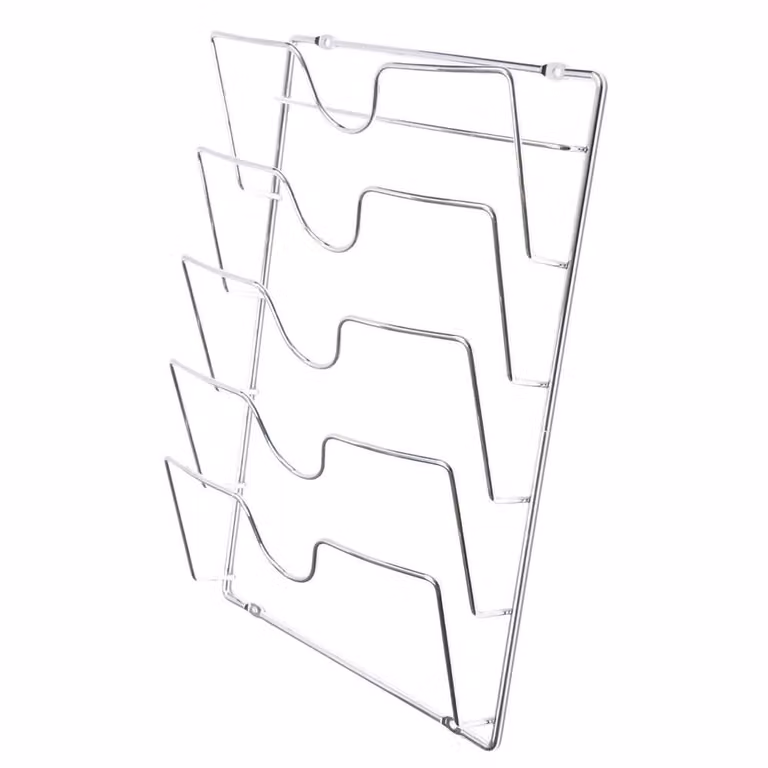 PAWNORA Silver Metal Wall Mounted Pan Lid Storage Rack