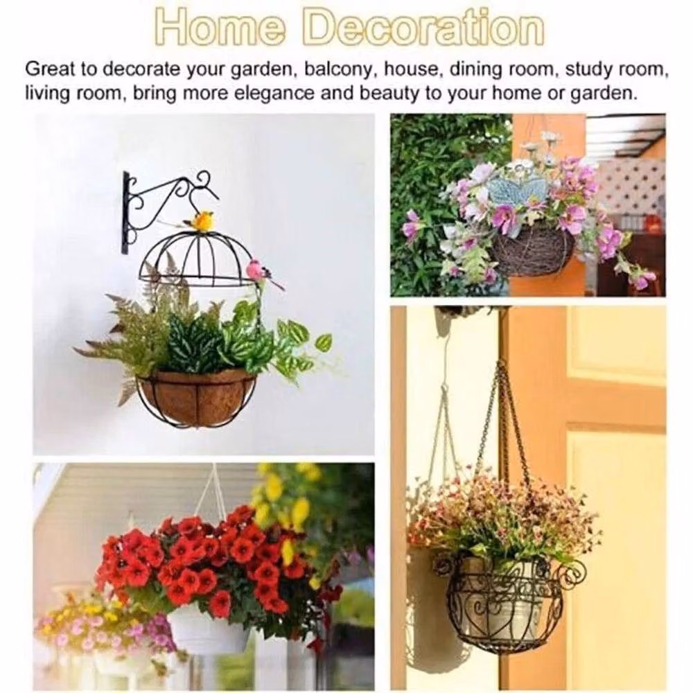 FLAVORA Metal Wall Hanging Planter Basket Brackets in Black – 4
