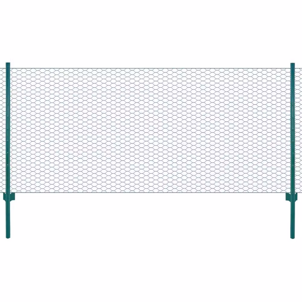 Berkfield Home Green PVC-Coated Steel Wire Mesh Fence with Posts, 25 x 0.5 m – 2