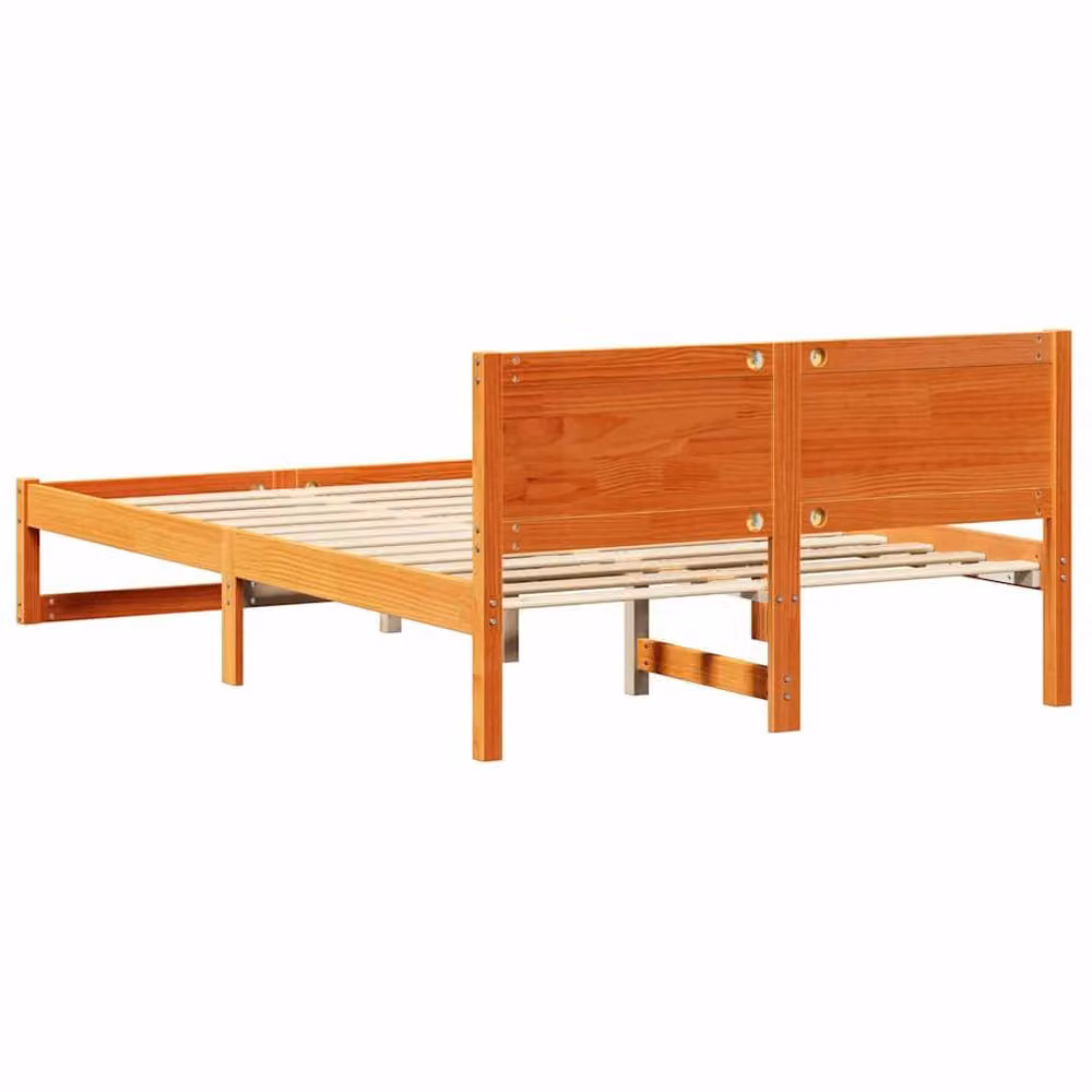 Berkfield Home Solid Pine Wood Bed Frame in Wax Brown, W/D/H: 120 x 200 cm – 3