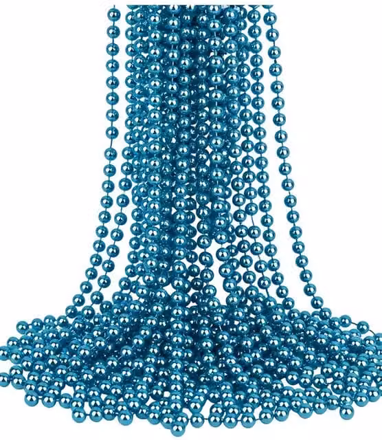 Neel Blue Metallic Christmas Bead Chain, 9m Shiny Pearl Garland in Teal and Turquoise – 1