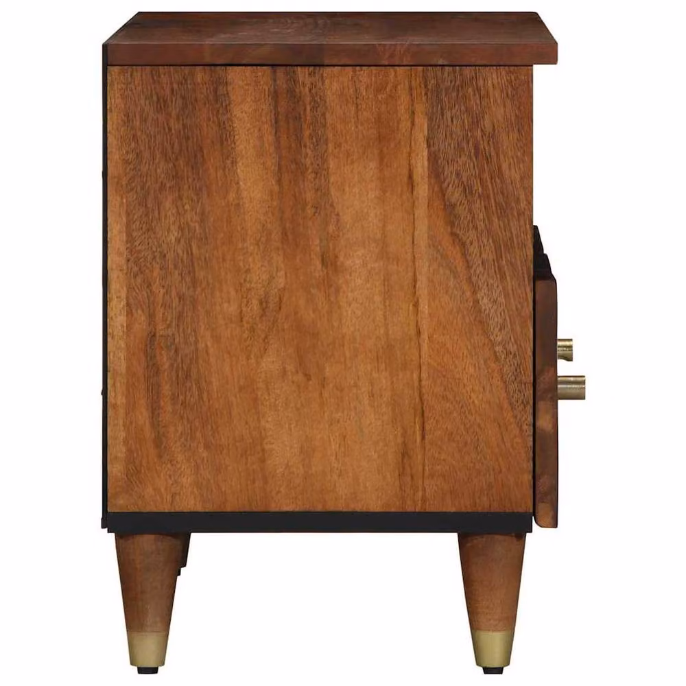 Berkfield Home Modern Mango Wood TV Cabinet in Brown and Gold, W/D/H: 70 x 33 x 46 cm – 3