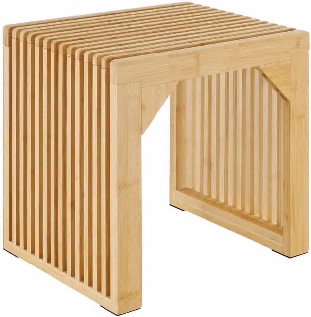 TECTAKE Ribb Slatted Wood Stool and Bench in Brown