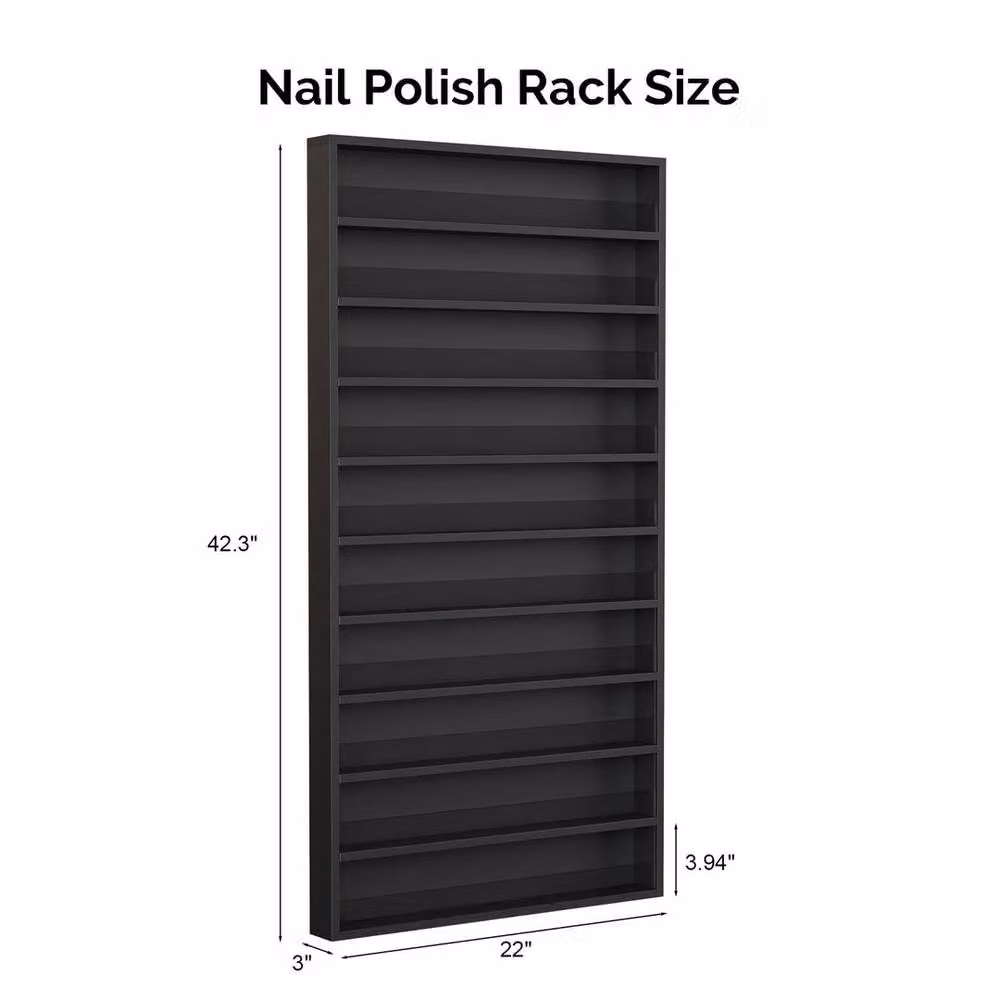EONLION 10-Tier Wall Mounted Display Shelf Unit Cabinet in Black – 2