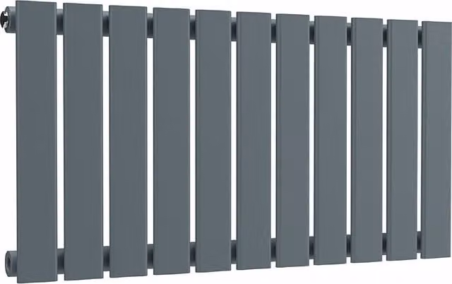 Lux Heat Single Flat Horizontal Steel Radiator in Grey, W: 77 cm, H: 40 cm