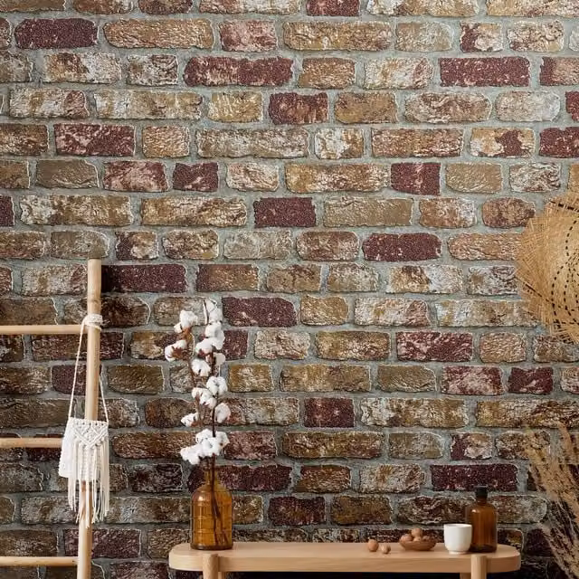 Galerie Industrial Effects Brick Wallpaper in Bronze Brown