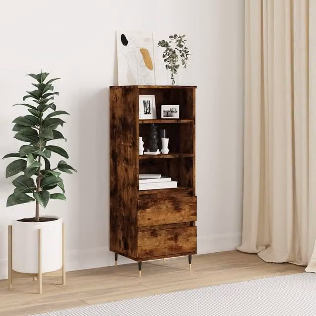 Berkfield Home Smoked Oak Highboard in Brown, W: 40 cm, D: 36 cm, H: 110 cm