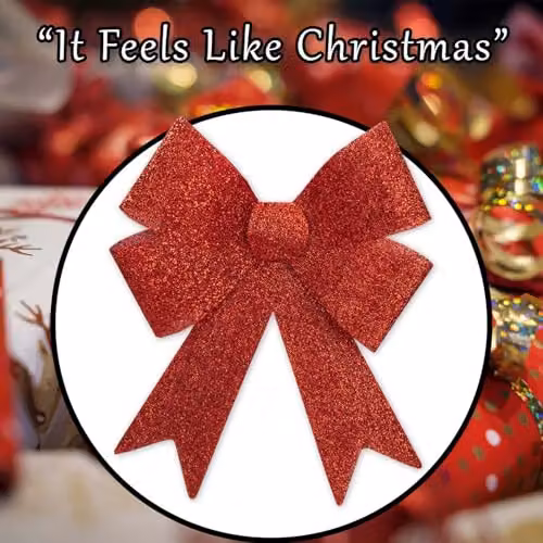 VFM e-Store Red Tinsel Bow Christmas Decoration W: 37 cm, D: 49 cm, H: 13 cm – 7