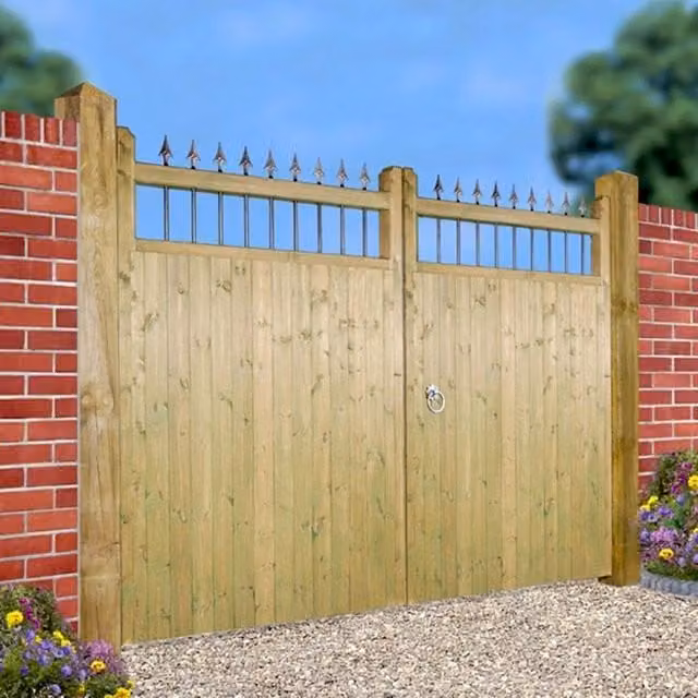 Burbage Iron Craft Hampton Tall Double Driveway Gate, Brown, W: 330 cm, H: 180 cm – 1