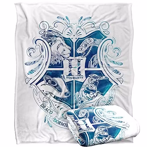 Warner Brothers Harry Potter Water Element Microfibre Fleece Blanket, White and Multicolour, W: 152 cm, D: 127 cm