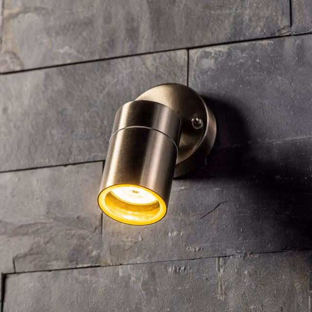 CGC Lighting Alesha Adjustable Stainless Steel Outdoor Wall Spotlight in Silver