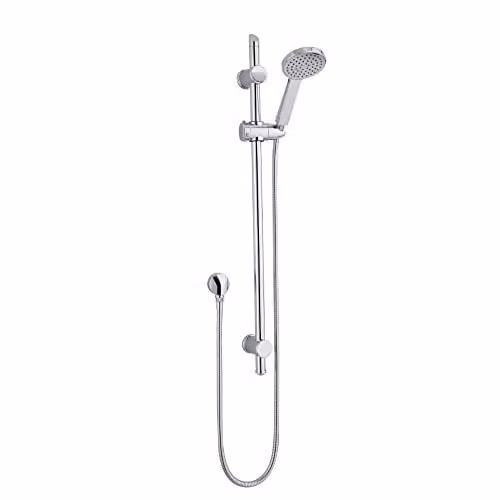nuie JTY035 Modern Chrome Water Saving Rectangular Slide Rail Kit with Air Induction Handset and Outlet Elbow