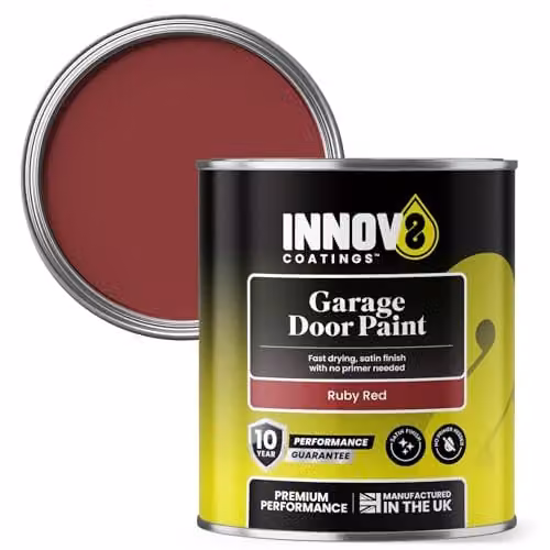 Innov8 Coatings Ruby Red Satin Garage Door Paint for Metal and uPVC, 0.75 l