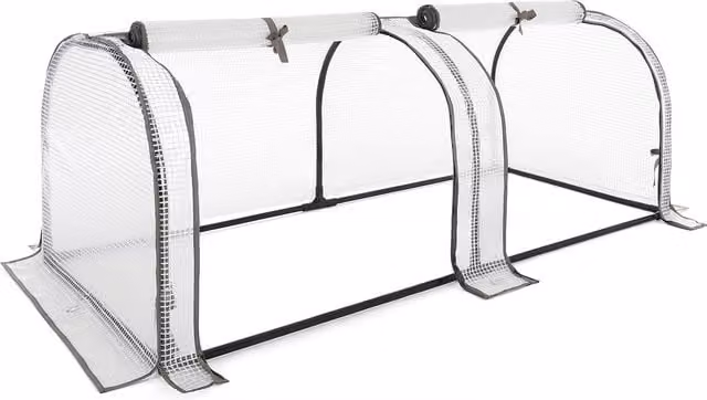 Christow Curved Roller Grow Tunnel with Reinforced Black and Transparent Plastic and Steel Cover