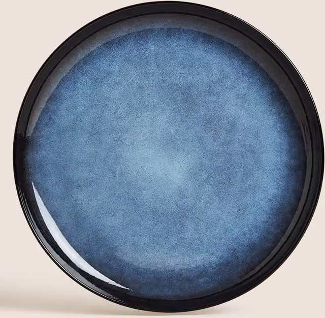 M&S Amberley Reactive Navy Blue Stoneware Dinner Plate
