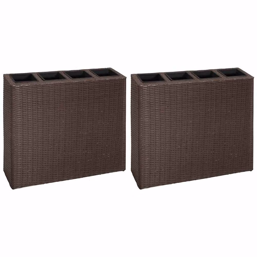 Berkfield Home Garden Raised Bed with 4 Pots in Brown Poly Rattan – 2