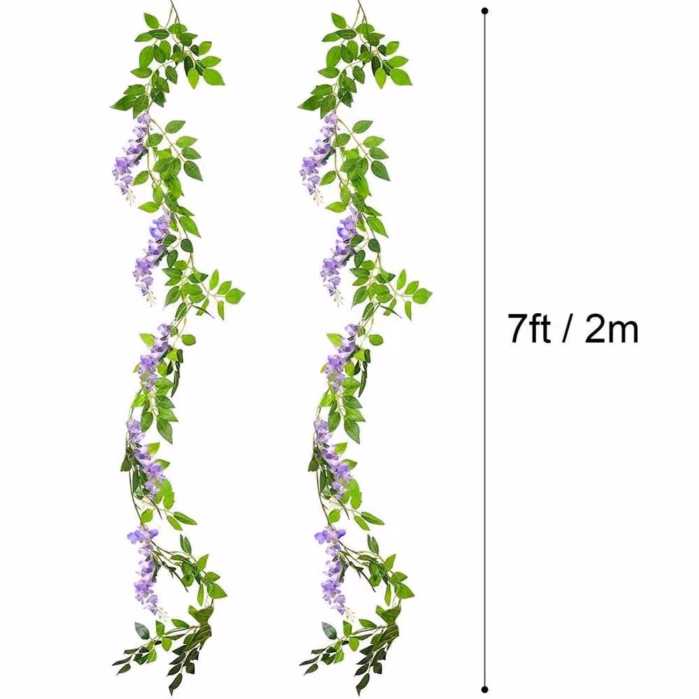 SPETLEK Purple Artificial Wisteria Vine 2-Pack Hanging Floral Garland Foliage – 2