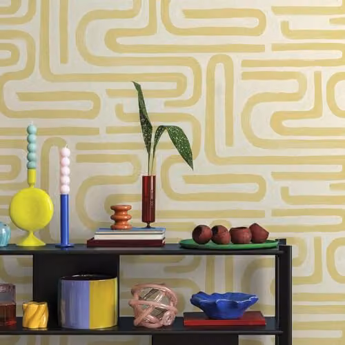 Holden Decor Brushed Geo Geometric Style Wallpaper in Ochre – 2