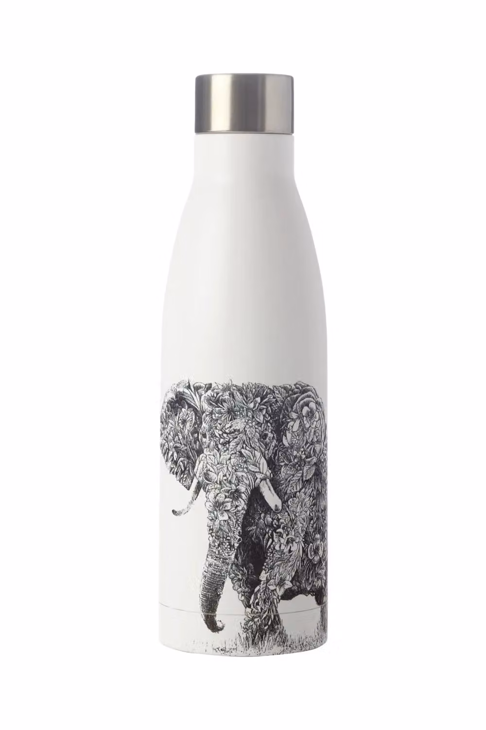 Maxwell & Williams Marini Ferlazzo African Elephant Double Walled Insulated Stainless Steel Bottle, White, 500 ml – 2