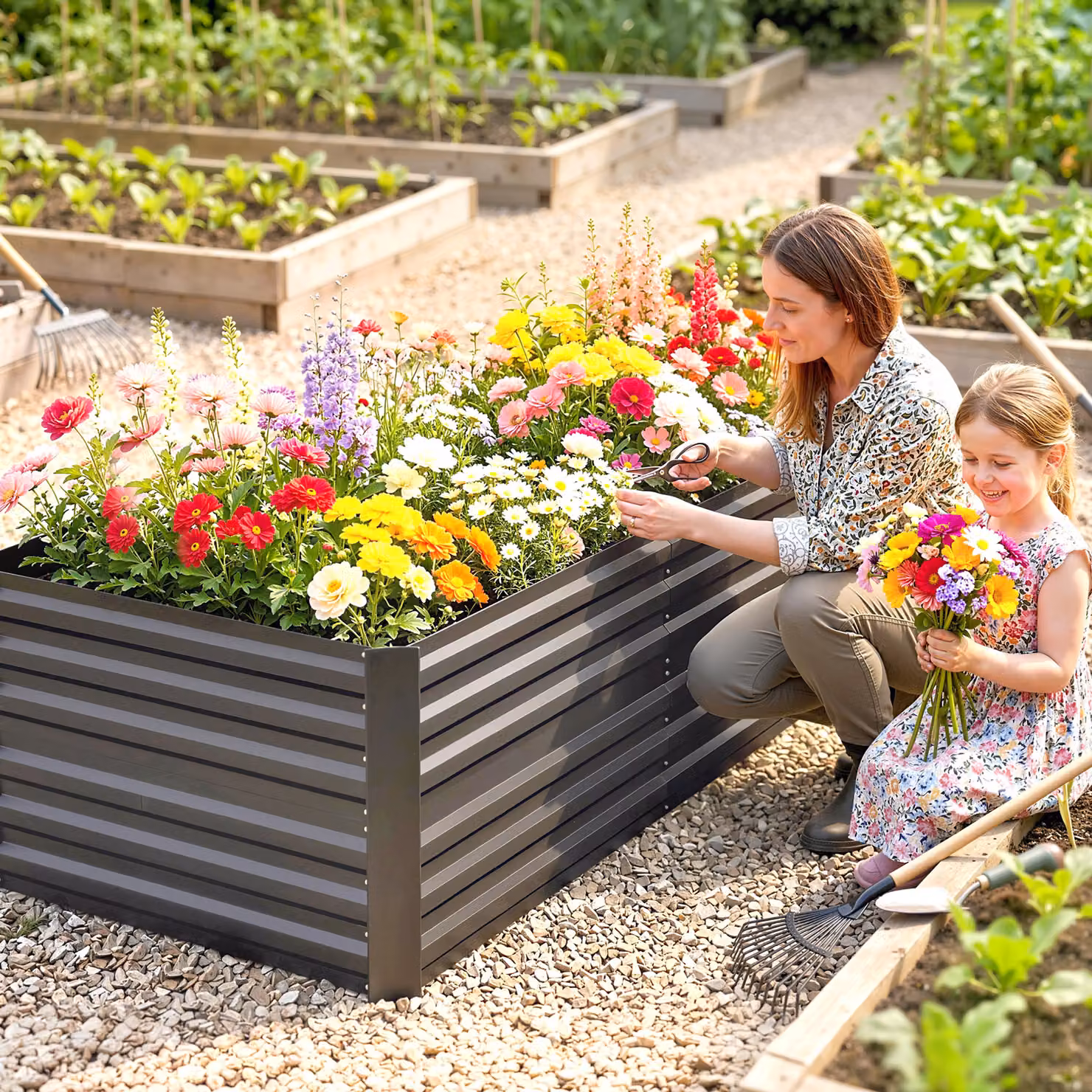 Outsunny Galvanised Steel Rectangular Raised Garden Bed in Dark Grey, W: 180 cm, D: 90 cm, H: 59 cm – 2